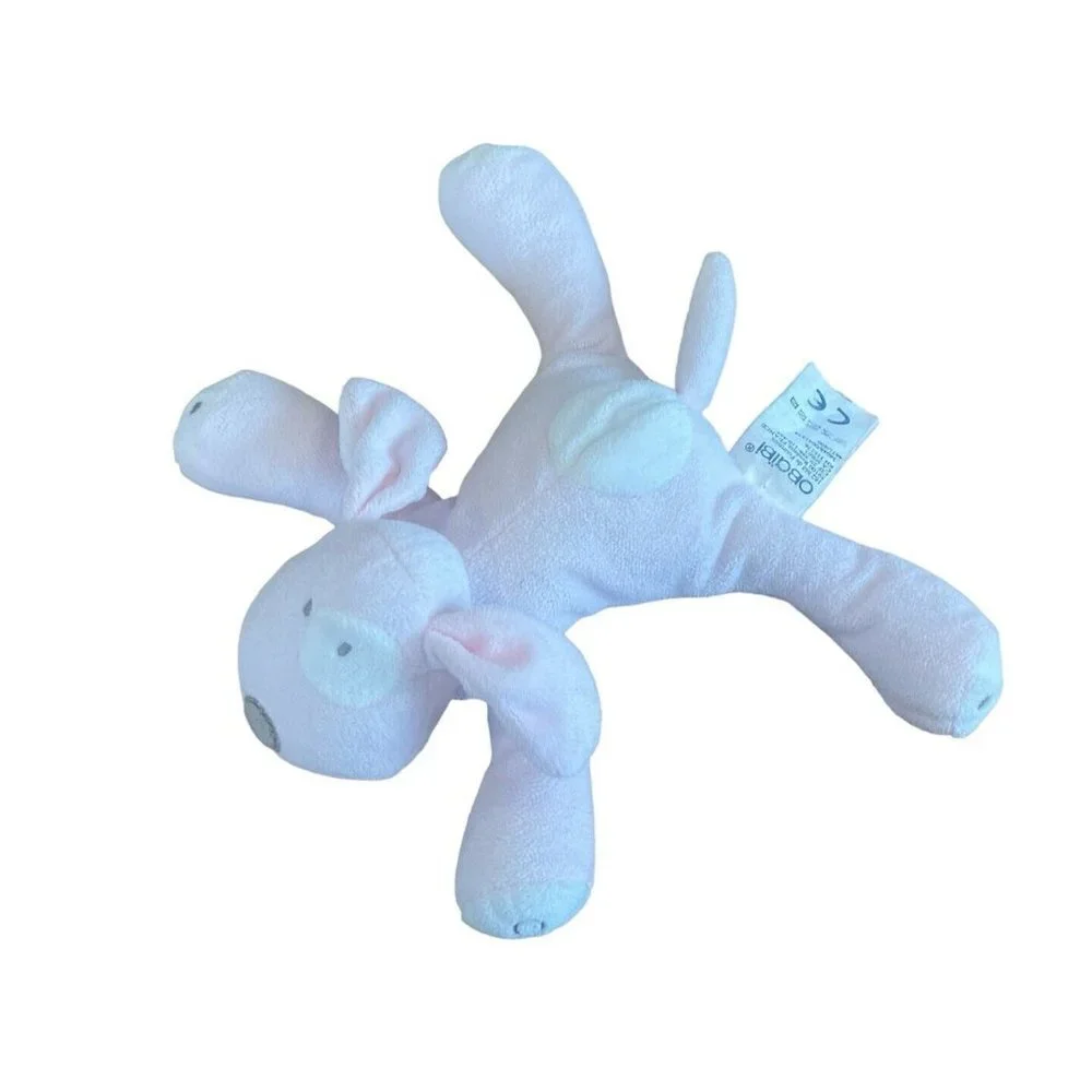 OBAIBI France Doudou Dog Puppy Pink White Lovey  SOFT TOY